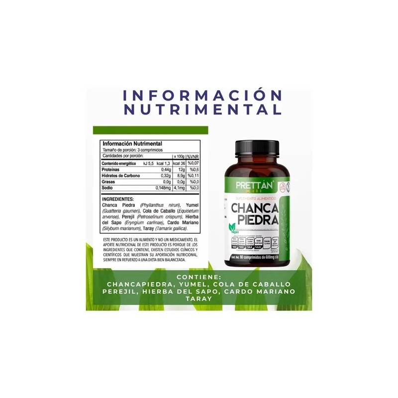 Chanca Piedra Prettan Suplemento 600 Mg 90 Cápsulas
