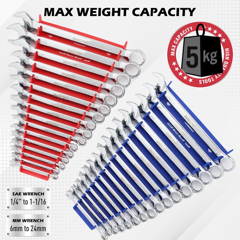 2-Pack Magnetic Wrench Organizer, 32-Slot Premium Wrench Rack Holder Tool