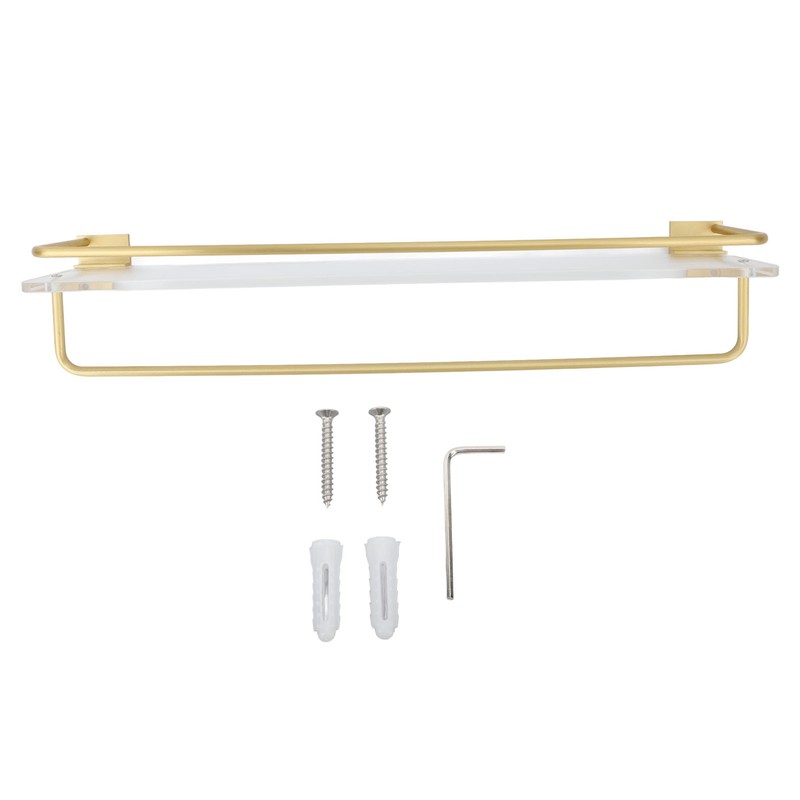 50cm Shower Caddy Wall Mount Shelf with Towel Hanger Acrylic