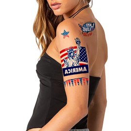 Tazimi Independence Day Temporary Tattoos 4th of July Independence Day Sleeves Tattoos Stickers for Men Women American Flag Tattoos Labor Day Decorations Patriotic Tattoos Full Half Arm Face Tattoos