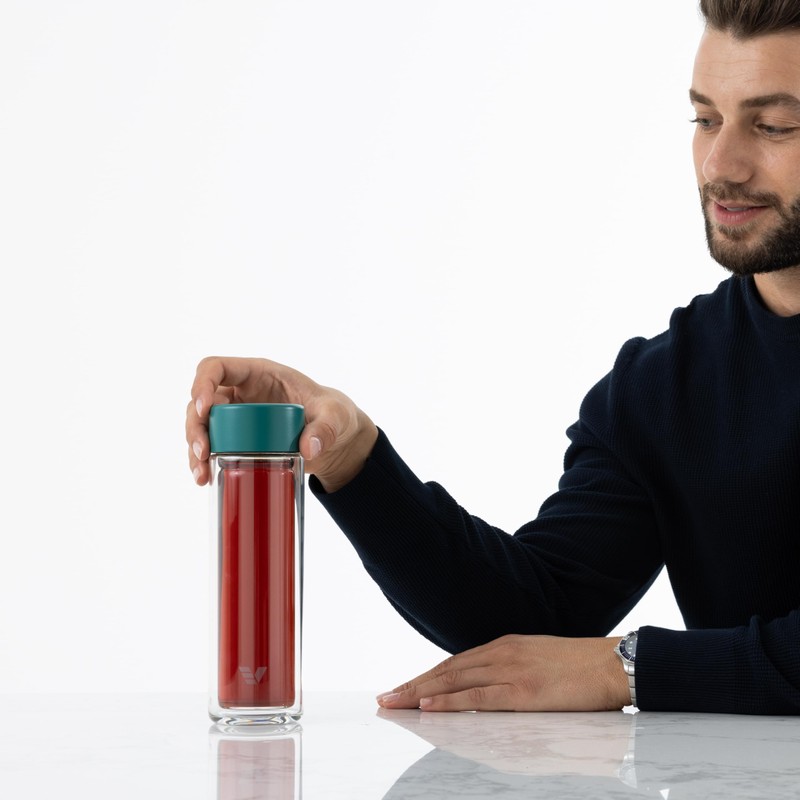 EVER VESSEL Glass Multi Tea Infuser Bottle 14oz - Double