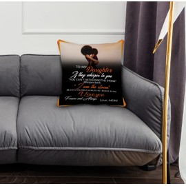 GICHUGI Daughter Themed 18″×18″to My Daughter Inspirational Daughter Decorative Throw Pillow Case for Home Living Room Girls Room Decor,Daughter Gifts from Mother Mom