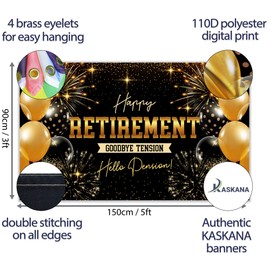 Retirement Banner - Retirement Decorations - Happy Retirement Banners and Decorations - Goodbye Tension Hello Pension - 5ft x 3ft