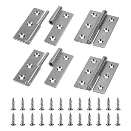 SWAWIS 4 x Door Hinges, Lifting Hinge 7.5 x 5 cm, Removable Hinge with 24 Screws, Door Hinge 304 Stainless Steel, Link Hinge for Interior and Exterior Doors, Industrial Cabinets, Furniture Industry