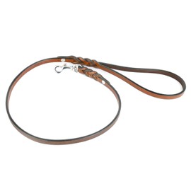 Braided Dog Lead in smooth cow leather in brown and at the end – Single – Leaders Lead – Very Good Quality, brown