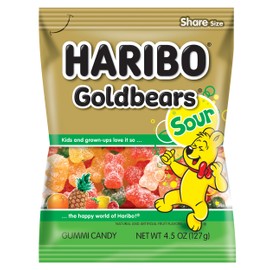 HARIBO Gummi Candy, Sweet & Sour Goldbears, Gummy Bears with A Twist, 4.5 Ounce (Pack of 12) Delicious Soft and Chewy Snacks, Assorted Fruity Flavors