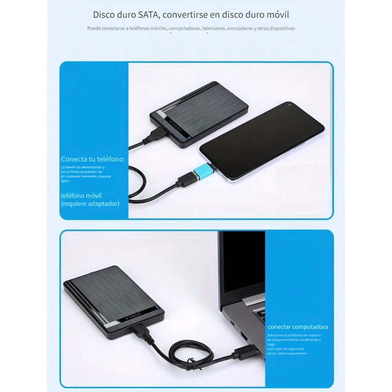 Jeeyee Carcasa De Disco Duro Caja Case Externo Portátil Usb