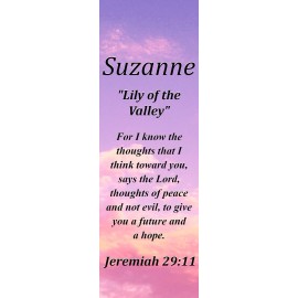 Suzanne "Lily of the Valley" Keepsake Name Meaning Bookmark with Verse & Tassel