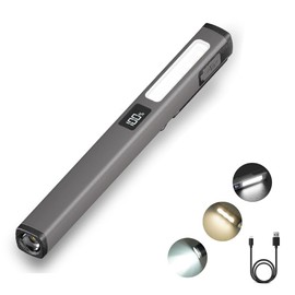 YZYOE Rechargeable LED Pen Light, Outdoor Portable Multifunctional Work Light, 6 Mode White, 3500K Warm Lamp and Red Lamp, Equipped with Magnetic Attraction and Battery Level Display.