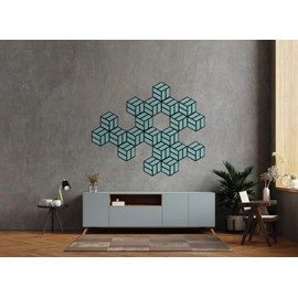 Gedotec Hexagon Acoustic Panels Wood | Ocean Splash | 1 Piece | Wall Panels Wood | Made in Austria | Wall Decoration | 300 x 260 x 19 mm | Sound Insulation | Gaming Decoration | Made of Recycled Felt