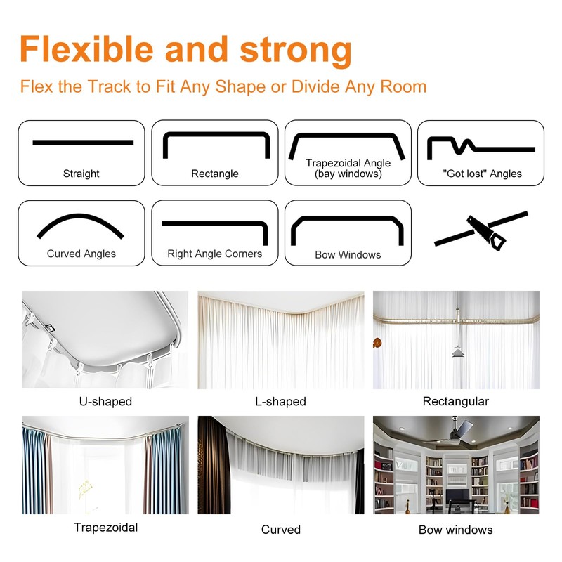 Room Divider Curtains Flexible Ceiling Tracks set Curtain track Ceiling