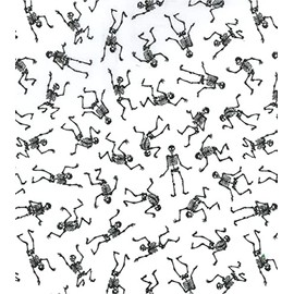 Printed Polycotton Craft Fabric Material - Skeletons ON White, 1Mtr 110cmx100cm