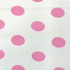 Fashion Fabrics LLC Light Pink | White Big Polka Dot Printed Poly Cotton Fabric - Sold by The Yard - 59"