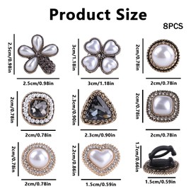 8PCS Schnürsenkel Charms Mit Rückseite, Schuhschmuck & Clips Für Schuhe In Herz Blume Kreis Design, Strass Perlen Schuh Verzierung Als Schnürsenkel Accessoires & Schmuck Für Sneaker, Diy Shoe Charms