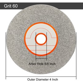CAQUXIL Diamond Flat Lap Disc 4 Inch 60 Grit, 5/8 Inch Arbor, Diamond Flat Lap Wheel for Gemstone Glass Ceramics, Grinding Sanding Disc, Lapping Polishing Disc
