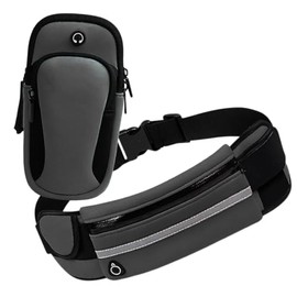 Cangurera Deportiva, Bolsa Deportiva con Cinturón Elastic para brazo y Bolsillos de Auricular y Llaves, Riñoneras Deportivas de Hombres y Mujeres para