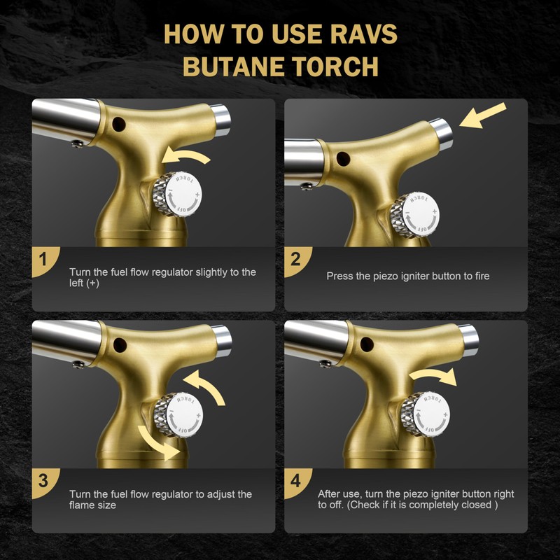 RAVS Butane Torch Lighter with Solid Copper Design, Kitchen Torch