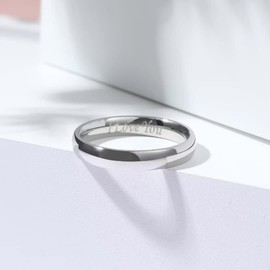 King Will BASIC 4mm Mens Wedding Ring Original Color Full High Polished with Laser Etched I Love You 13