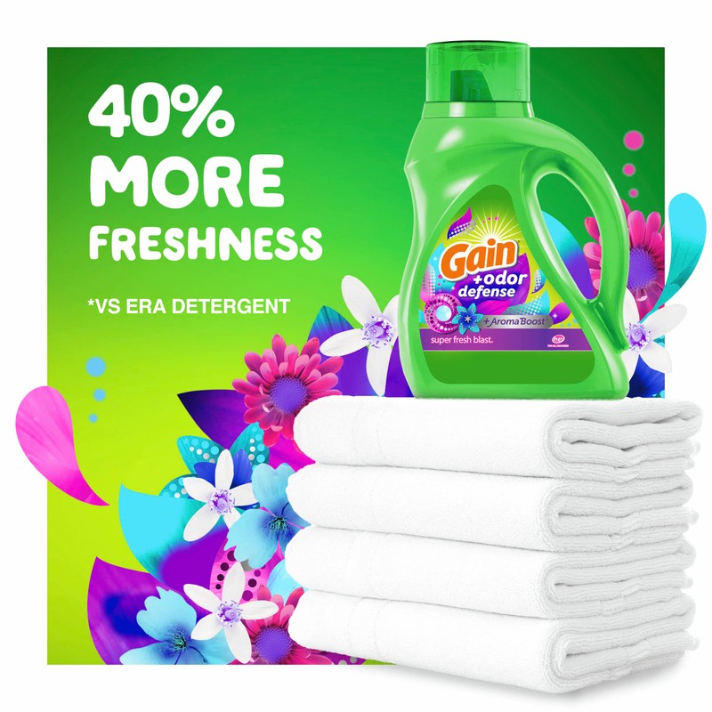 Gain Gain + Odor Defense Liquid Laundry Detergent Super Fresh