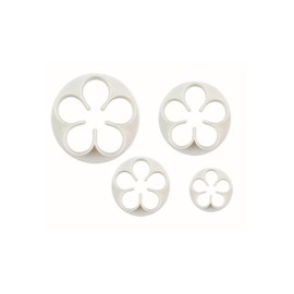 O'Creme Plastic Five-Petal-Flower Cutters (4 Different Sizes, 1 Each)