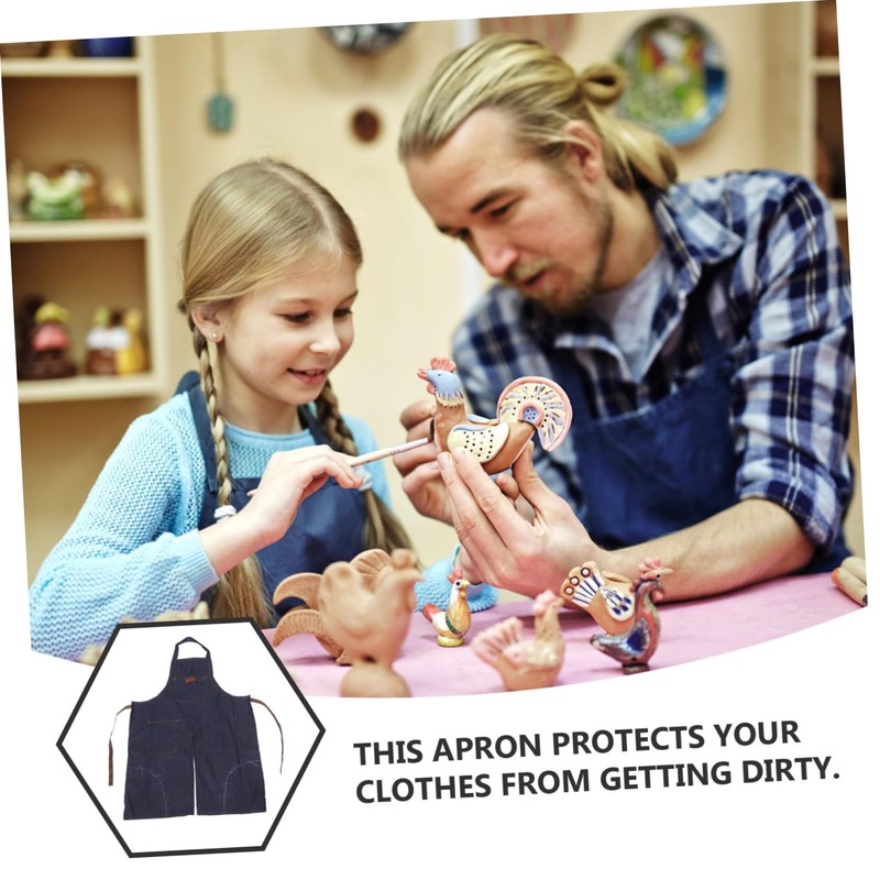 LABRIMP Sleeveless Denim Bib Apron for Women Men Pottery Work