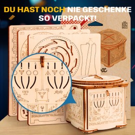 ESC WELT Secret Lock Box 3D Wooden Puzzle Game - Creative Gift Box for Money, Vouchers, Gift Cards - 3-in-1 Wooden Box Game - Gift Box for Teenagers and Adults - 3D Wooden Puzzle