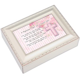 Cottage Garden Baptismal Prayer Girl Ivory Music Box/Jewelry Box Plays Ave Maria