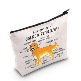 G2TUP Golden Retriever Lover Gift Anatomy Of A Golden Retriever Makeup Bag Golden Retriever Mama Cosmetics Bag Golden Retriever Owner Gift Dog Lover Zipper Travel Pouch