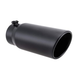 LCGP 5" Inlet Exhaust Tip, 6" Outlet 15" Long Bolt On Stainless Steel Diesel Exhaust Tailpipe Black