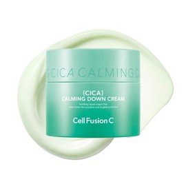 Cell Fusion C Cica Calming Down Cream, Redness Relieving Moisturizer for Sensitive Skin, Green Color Correcting, Centella Asiatica, 50ml / 1.69 fl.oz