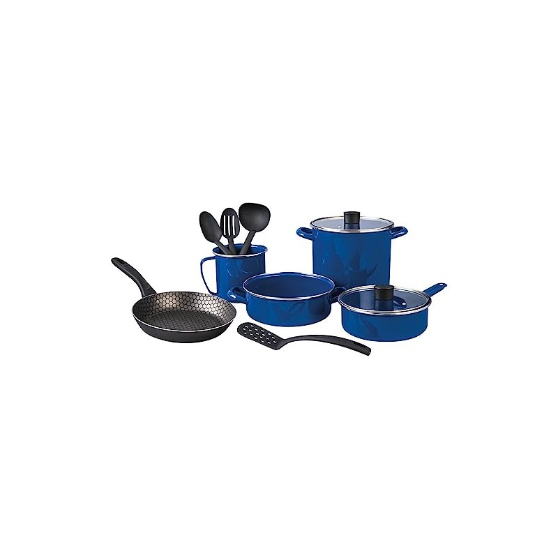 Cinsa 11-Piece Cookware Set, Enamel on Steel, Compatible with Gas,