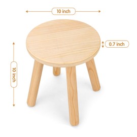 Wingyz Wooden Step Stools for Kids, 10 Inch Solid Kids Chairs Perfect Matched Sensory Table, Multi-Purpose Children Sitting Stool for Playroom Bathroom (Natural, 2 Pack)
