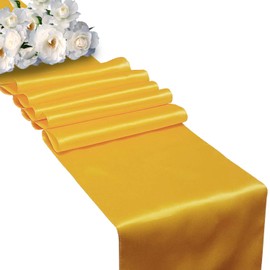 WedDecor Satin Table Runner 11x108 inch Table Runner Dining Room Wedding Festival Decoration Tabletop Decor Smooth Fabric Party Table Runner Holiday Christmas Banquet Home Decor Kitchen Runner, 1pc
