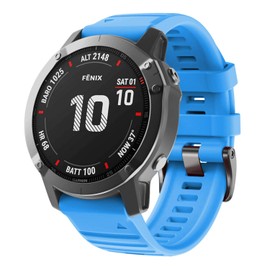 NotoCity Blue Silicone Sport Watch Band Compatible with Garmin Fenix 6X/7X/5X Smartwatches