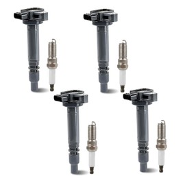 MACARLON Set of 4 Ignition Coils Pack and Spark Plug Compatible with Toyota 4Runner 1999-2000, Tacoma 2.4L 2000-2004, Tacoma 2.7L 2000-2004 Replacement for UF-323 UF323 909190223 C1305 5C1304