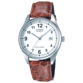 Casio Collection Standard Analog Genuine Leather Series Wristwatch, brown/white/silver, Newest model