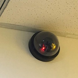 Dummy Security Camera (Dome Type), LED Light, Flashing, ABS, Bottom Diameter: Approx. 4.5 inches (11.5 cm), Mounting Hardware Included