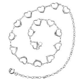 FOMIYES Heart Chain Waist Belt for Women Simple Elegant Silver Waist Chain Design for Dresses Stylish Thin