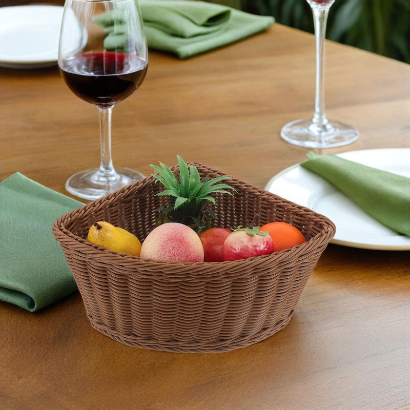 2Pcs Triangle Corner Storage Basket Imitation Rattan Woven Corner Tray