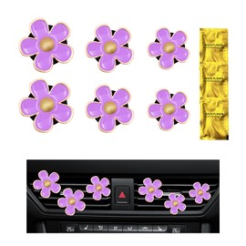 Sylvil 6PCS Daisy Flower Car Air Vent Clips, Cute Flower Shape Auto Air Freshener Outlet Clip, Vehicle Air Conditioning Clip Charm for Women Girls, Interior Decor Car Accessories (Light Purple)