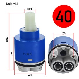 Cartucho de disco cerámico de 40 mm, cartucho de grifo cerámico, válvula de control interna para grifo mezclador de agua fría y caliente para grifo monomando de cocina, lavabo y ducha de baño