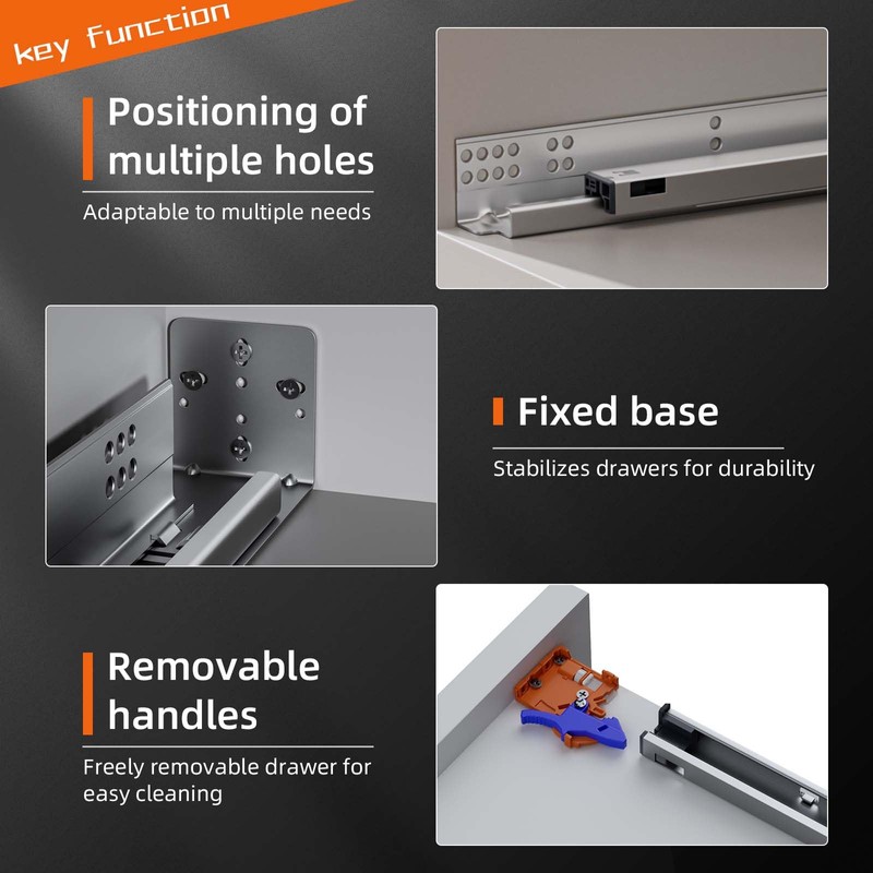 SIGOEI 15 Inch Bottom Mount Soft Close Drawer Slides Full