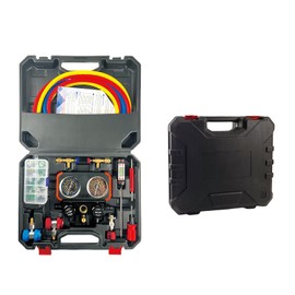 NEKPOKKA Car air Conditioner Pressure Gauge kit, Suitable for R22/R134a/R410a/R404a AC Manifold Instrument, Automotive HVAC Diagnostic Charging Tool, Precision Manifold Instrument