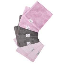Copper Pearl 6 Ultra Soft Baby Bath Washcloths Premium Large Soft"Lily" (Purple/Lavender/Gray) 11" x 11" Towels