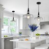 CVKASH Vintage Glass Pendant Light Fixture Black Modern Adjustable Chandelier