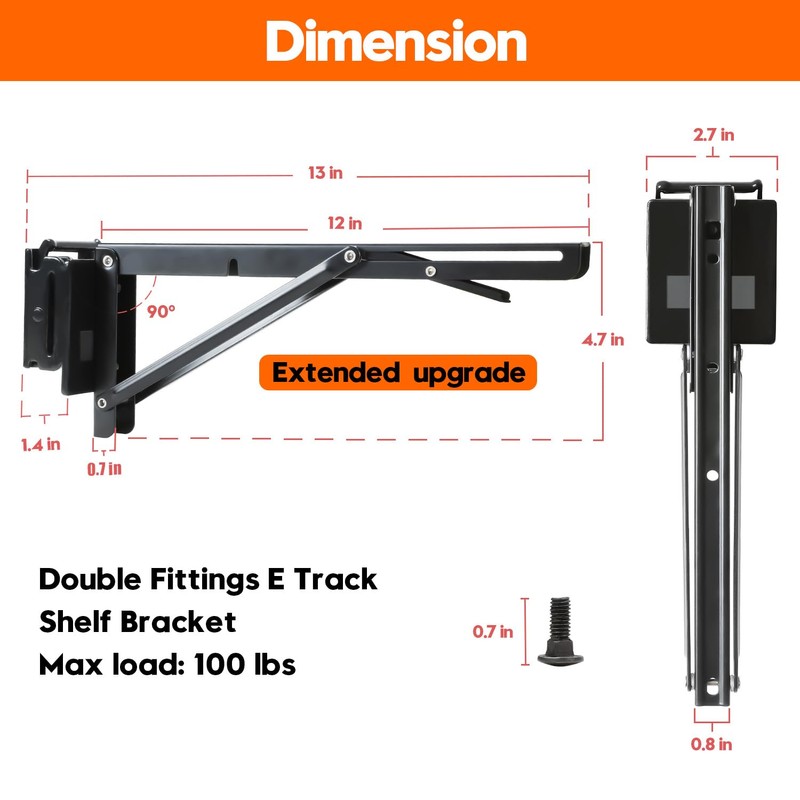 12 Inch Double Fittings E Track Shelf Bracket - Durable