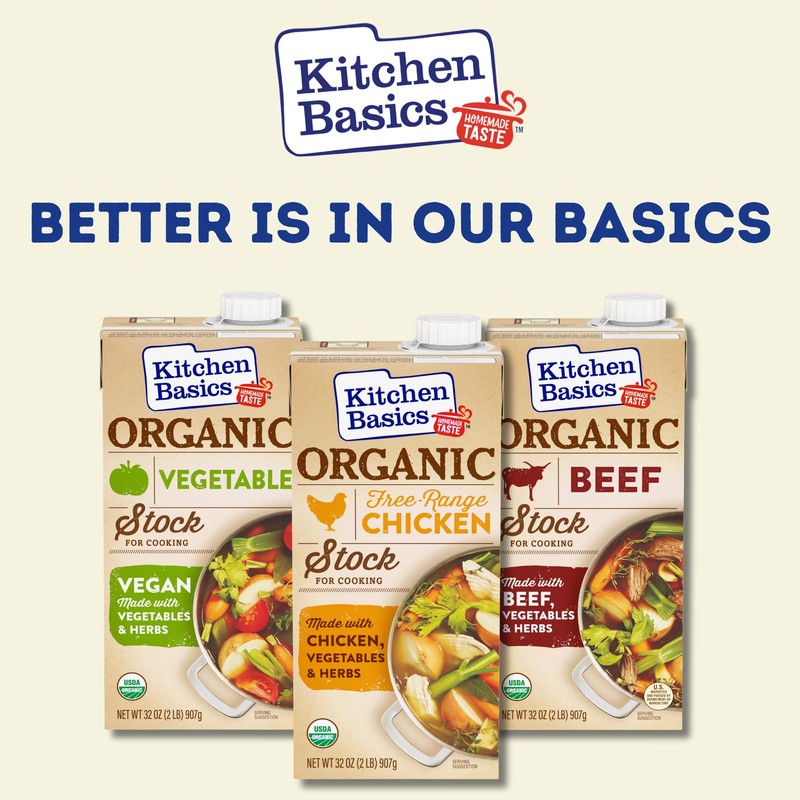Kitchen Basics Organic Free Range Chicken Stock, 32 oz (Pack