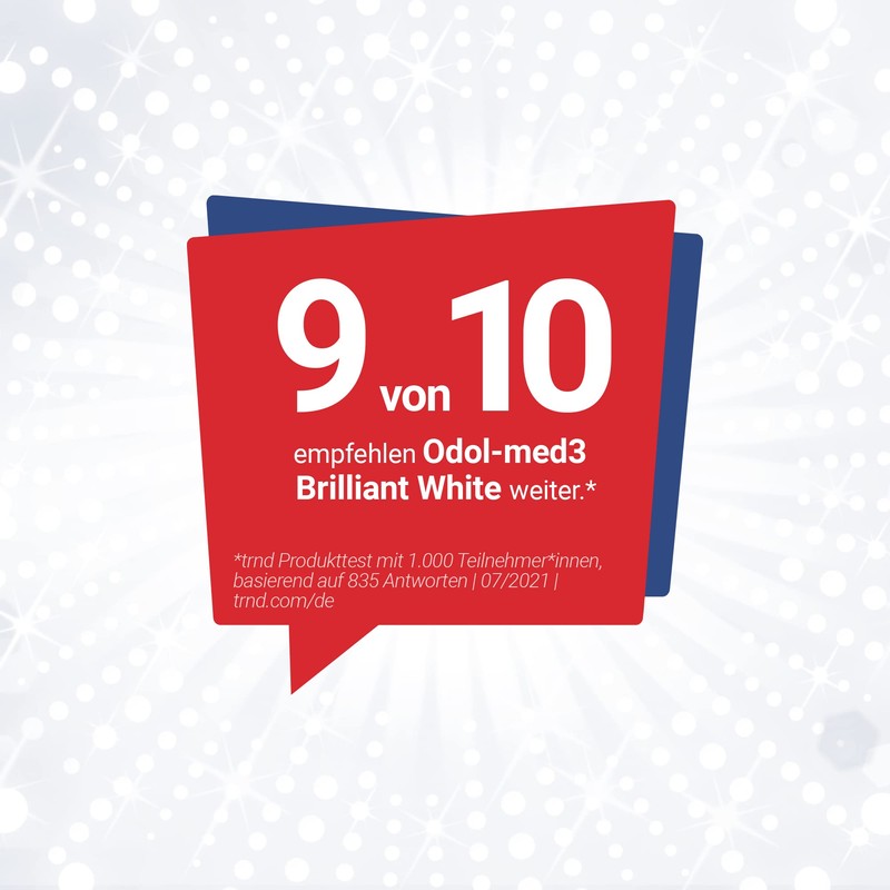 Odol-med3 Brilliant White, bis zu 3x stärkerer Whitening Boost* für