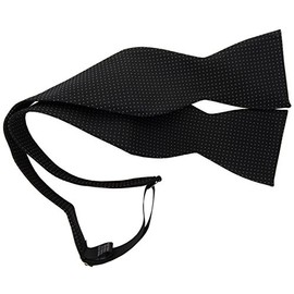 TigerTie Self-tie black in polka dots, bow tie 100% pure silk, black silver