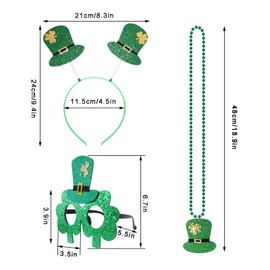 Jmkcoz 4 Pack St. Patrick's Day Costume Tutu Set Shamrock Headbands Sunglasses Necklaces Tutu Skirts for St. Patrick's Day Irish Cosplay Party